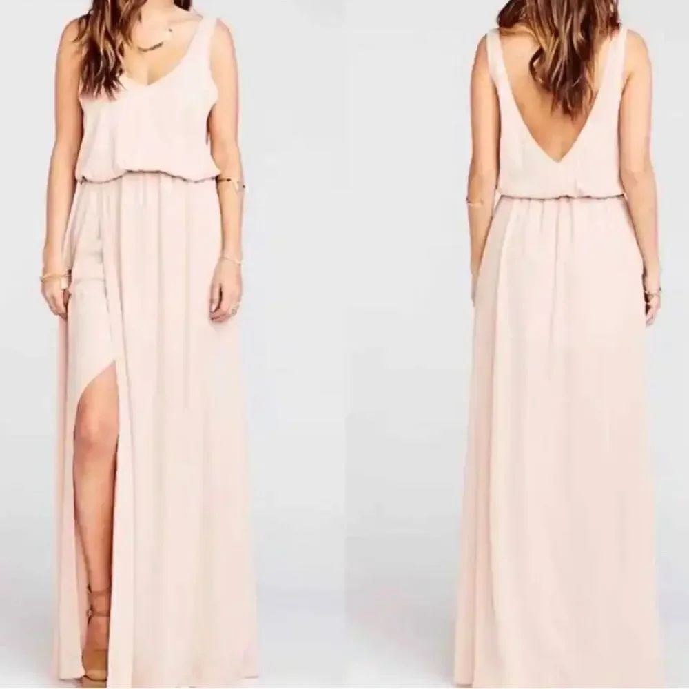NWT Show Me Your Mumu Kendall Maxi Dress Dust Blush Crisp Light Pink Bridesmaid
